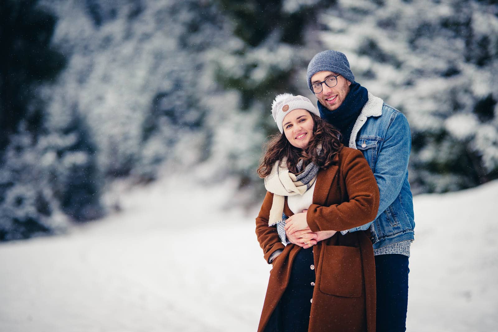 photographe couple neige vosges alsace